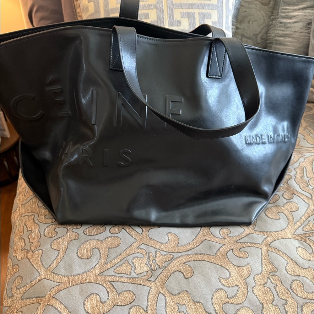 Celine Black Leather Shopper Bag